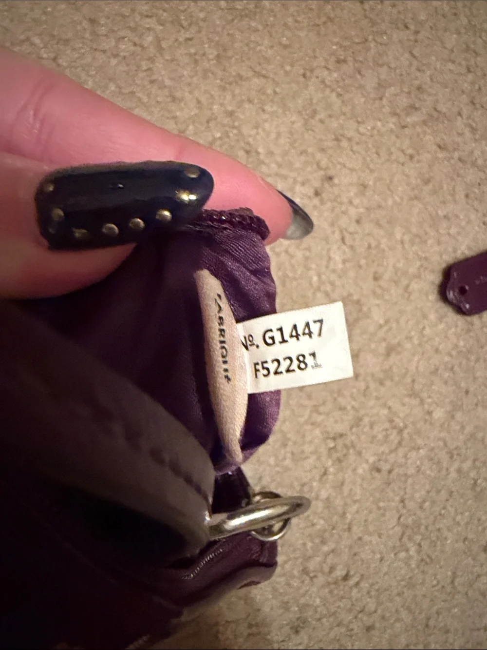 Coach Brown Signature Canvas Wristlet with Plum Trim